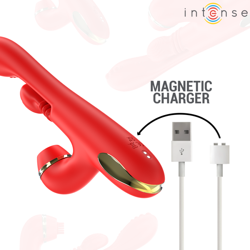 INTENSE – KATY MULTIFUNCTION CLITORIS STIMULATOR 4 INTERCHANGEABLE HEADS RED Rabbit Vibrators | SEX Shop Ireland 11
