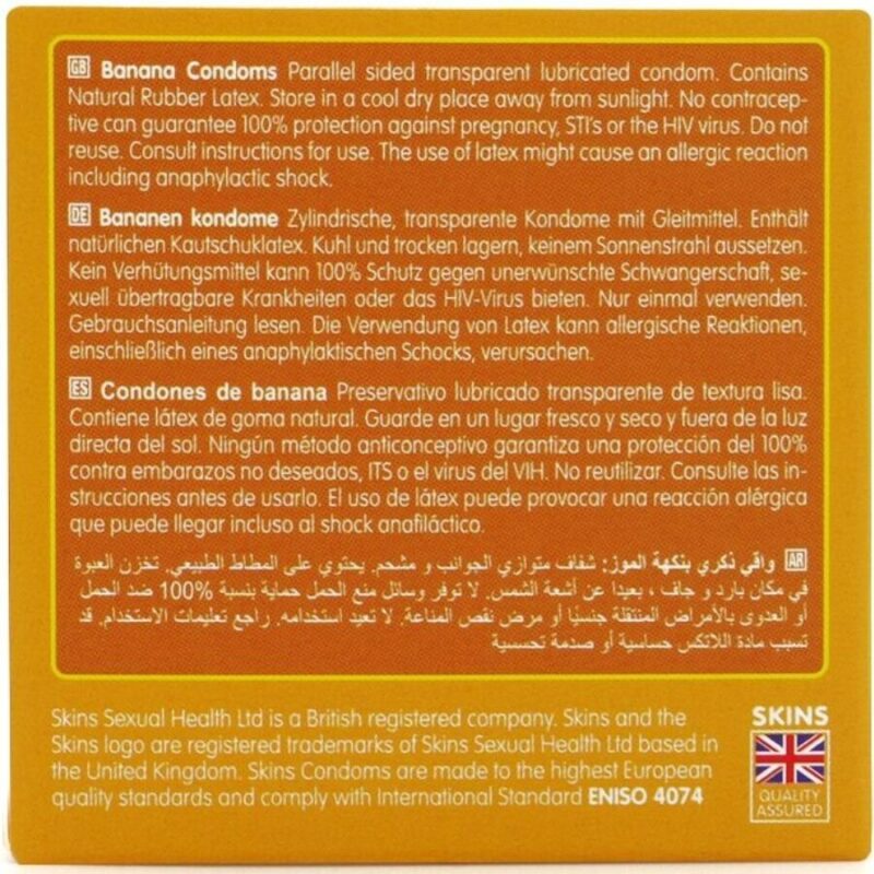 SKINS – BANANA PREMIUM CONDOMS PACK 4 All Condom Box Sizes | SEX Shop Ireland 7