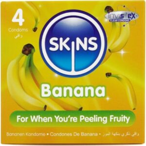 SKINS – BANANA PREMIUM CONDOMS PACK 4 All Condom Box Sizes | SEX Shop Ireland