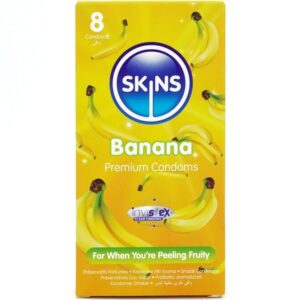 SKINS – BANANA PREMIUM CONDOMS PACK 8 All Condom Box Sizes | SEX Shop Ireland