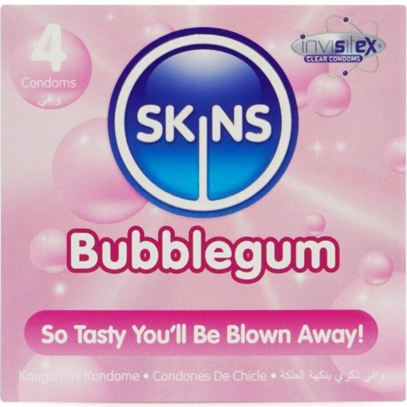 SKINS – BUBBLEGUM PREMIUM CONDOMS PACK 4 All Condom Box Sizes | SEX Shop Ireland 4