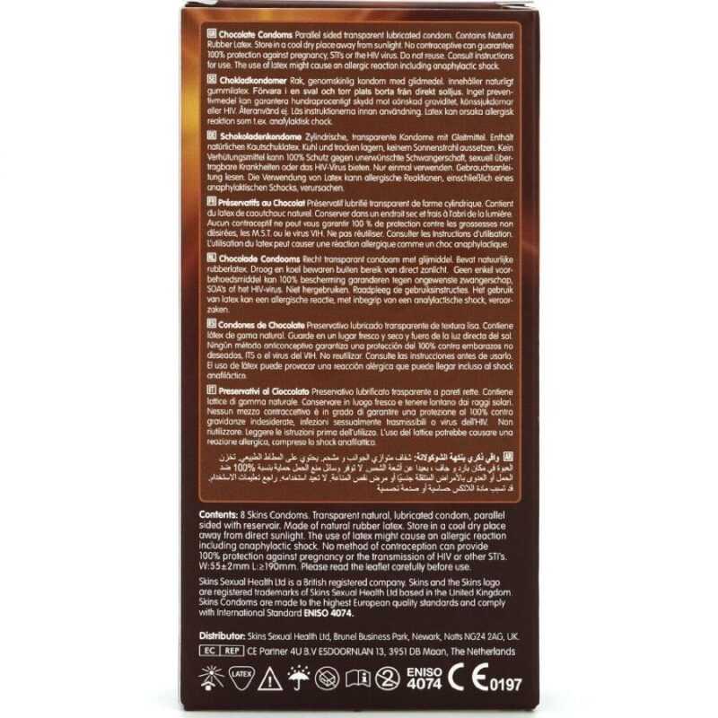 SKINS – CHOCOLATE PREMIUM CONDOMS PACK 8 All Condom Box Sizes | SEX Shop Ireland 7