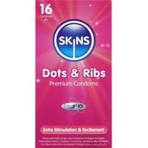SKINS – DOTS & RIBS PREMIUM CONDOMS PACK 16 All Condom Box Sizes | SEX Shop Ireland