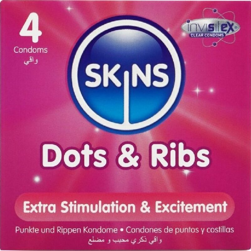 SKINS – DOTS & RIBS PREMIUM CONDOMS PACK 4 All Condom Box Sizes | SEX Shop Ireland 4