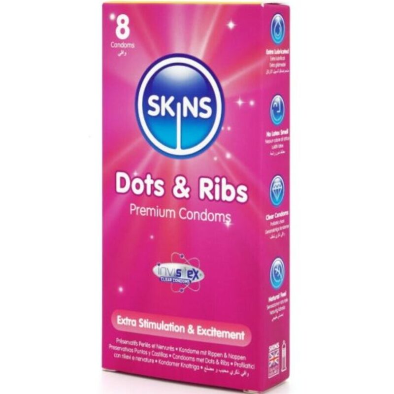 SKINS – DOTS & RIBS PREMIUM CONDOMS PACK 8 All Condom Box Sizes | SEX Shop Ireland 5