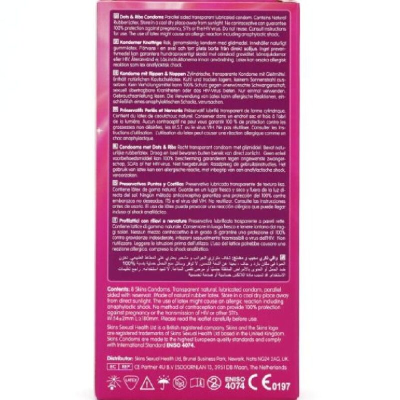 SKINS – DOTS & RIBS PREMIUM CONDOMS PACK 8 All Condom Box Sizes | SEX Shop Ireland 7