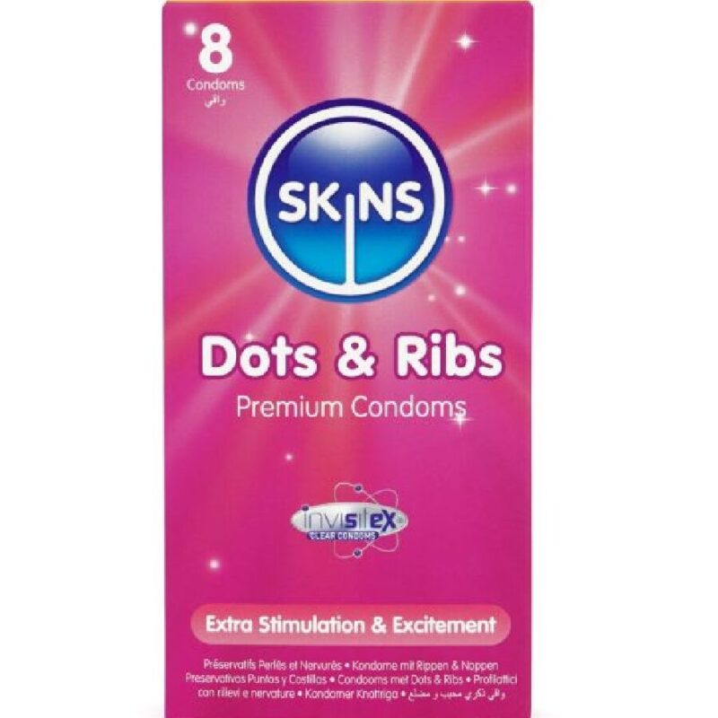 SKINS – DOTS & RIBS PREMIUM CONDOMS PACK 8 All Condom Box Sizes | SEX Shop Ireland 4