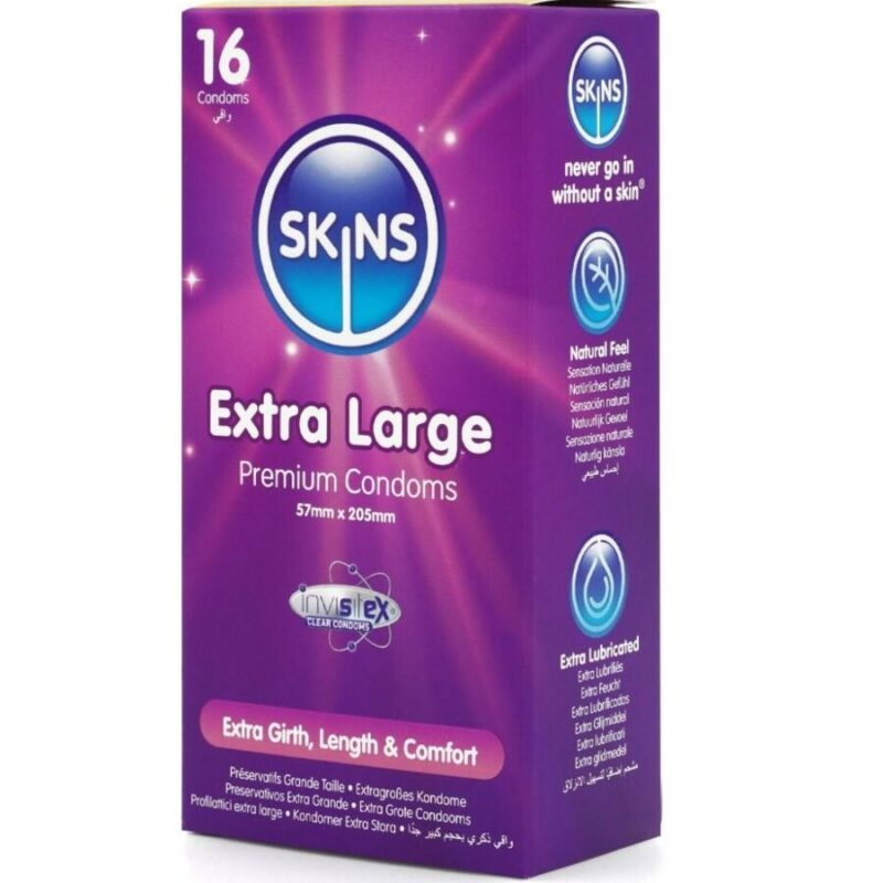SKINS – EXTRA LARGE PREMIUM CONDOMS PACK 16 All Condom Box Sizes | SEX Shop Ireland 5