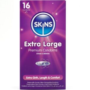 SKINS – EXTRA LARGE PREMIUM CONDOMS PACK 16 All Condom Box Sizes | SEX Shop Ireland