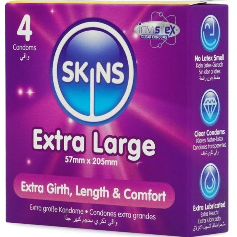 SKINS – EXTRA LARGE PREMIUM CONDOMS PACK 4 All Condom Box Sizes | SEX Shop Ireland 5