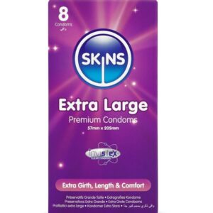 SKINS – EXTRA LARGE PREMIUM CONDOMS PACK 8 All Condom Box Sizes | SEX Shop Ireland