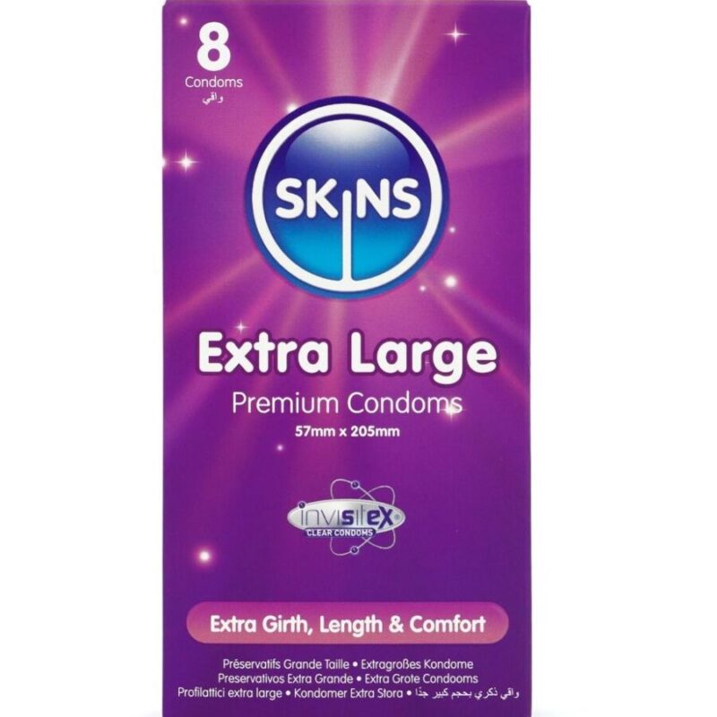 SKINS – EXTRA LARGE PREMIUM CONDOMS PACK 8 All Condom Box Sizes | SEX Shop Ireland 4