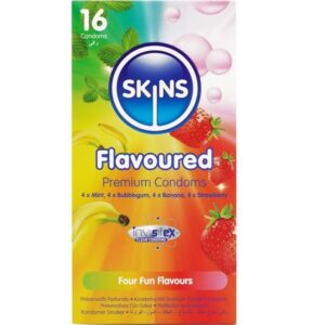SKINS – MULTI FLAVORS PREMIUM CONDOMS PACK 16 All Condom Box Sizes | SEX Shop Ireland