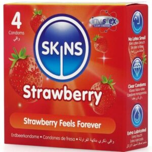SKINS – STRAWBERRY PREMIUM CONDOMS PACK 4 All Condom Box Sizes | SEX Shop Ireland 3