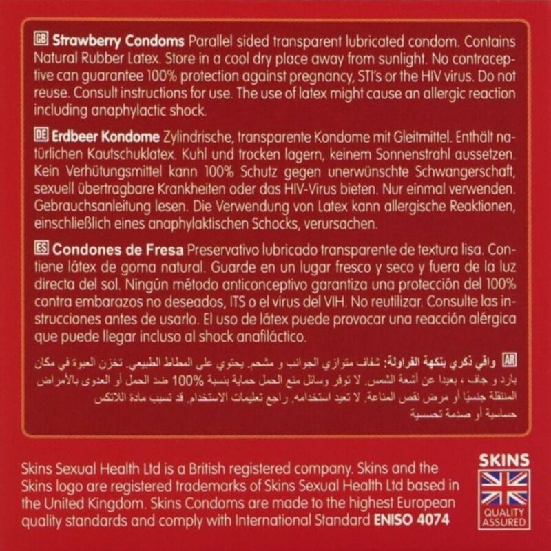 SKINS – STRAWBERRY PREMIUM CONDOMS PACK 4 All Condom Box Sizes | SEX Shop Ireland 7