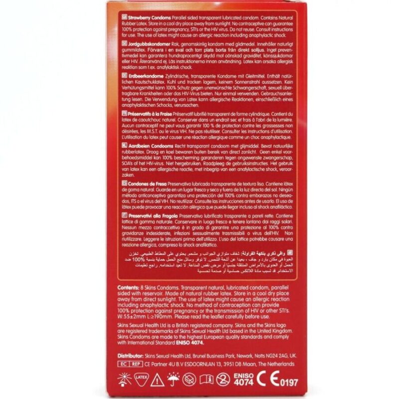 SKINS – STRAWBERRY PREMIUM CONDOMS PACK 8 All Condom Box Sizes | SEX Shop Ireland 7