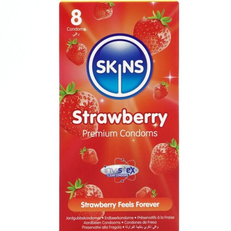 SKINS – STRAWBERRY PREMIUM CONDOMS PACK 8 All Condom Box Sizes | SEX Shop Ireland 4
