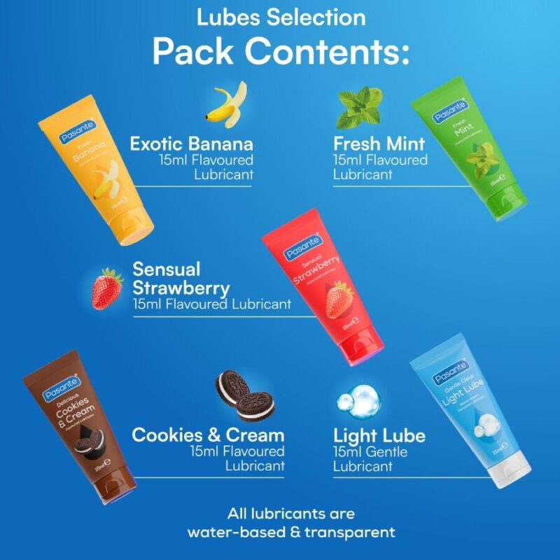 PASANTE – PACK ASSORTED FLAVOR LUBRICANTS 5 UNITS X 15 ML Flavours Lubes | SEX Shop Ireland 8