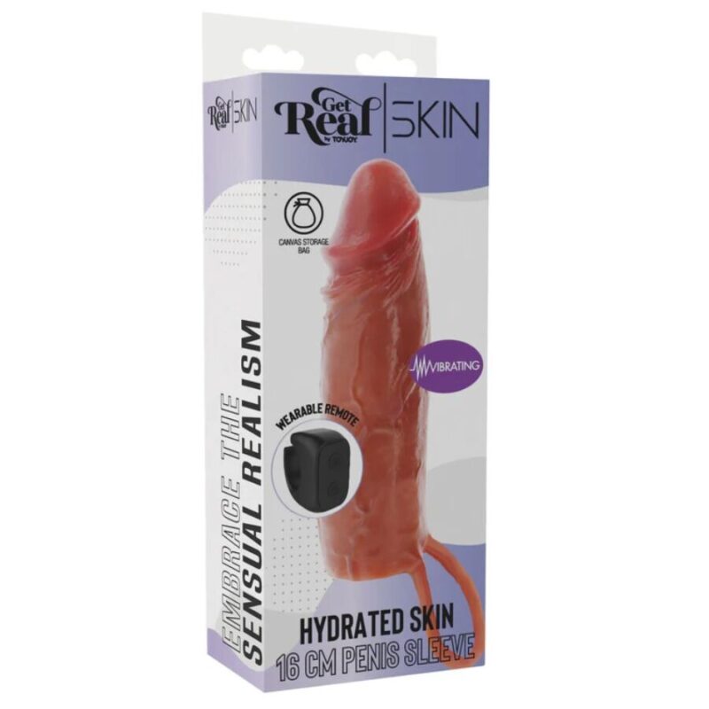 GET REAL – HYDRATED SKIN SILICONE VIBRATING PENIS SLEEVE CARAMEL 16 CM Accessories for the penis | SEX Shop Ireland 8