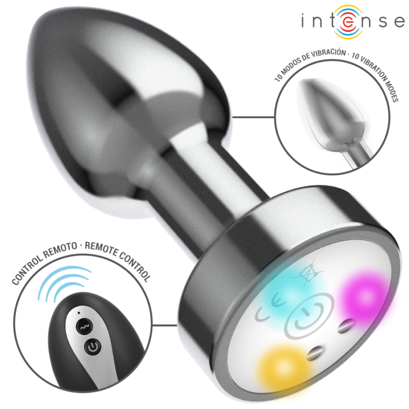 INTENSE – VIBRATING METAL ANAL PLUG WITH LED LIGHTS AND REMOTE CONTROL – SIZE M Anal Sex Toys | SEX Shop Ireland 5