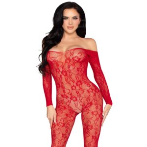 LEG AVENUE – 89366 LACE LINGERIE BODYSTOCKING RED – ONE SIZE Bodystocking | SEX Shop Ireland