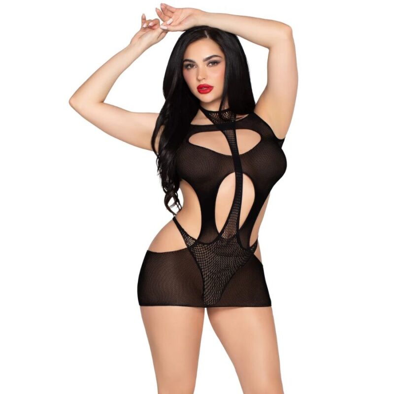 LEG AVENUE – 81680 OPAQUE MINI DRESS AND HALTER TEDDY BLACK – ONE SIZE Fashion & Lingerie | SEX Shop Ireland 5