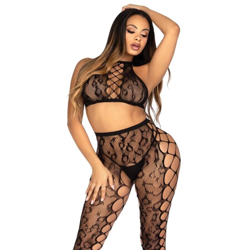 LEG AVENUE – 89372 CROP TOP & CROTCHLESS TIGHTS BLACK – ONE SIZE Crotchless Panties | SEX Shop Ireland 8