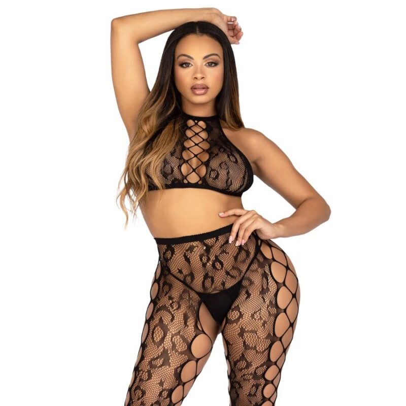 LEG AVENUE – 89372 CROP TOP & CROTCHLESS TIGHTS BLACK – ONE SIZE Crotchless Panties | SEX Shop Ireland 9