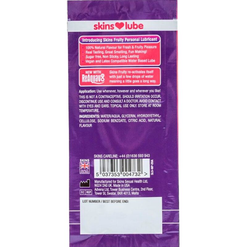 SKINS – FRUITY WATER-BASED LUBRICANT MANGO & PASSION FRUIT SINGLE-DOSE 5 ML Oils and Lubes | SEX Shop Ireland 5