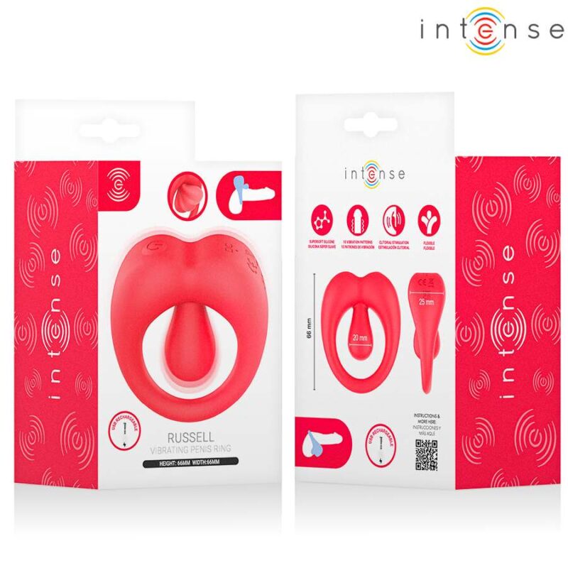 INTENSE – RUSSELL VIBRATING PENIS RING WITH CLITORIS STIMULATION RED Cock Rings | SEX Shop Ireland 12