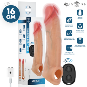 MR INTENSE – ARNOLD L VIBRATOR SILICONE PENIS SLEEVE WITH REMOTE CONTROL 16 CM -Ø- 4.5 CM Penis Extenders & Sleeves | SEX Shop Ireland