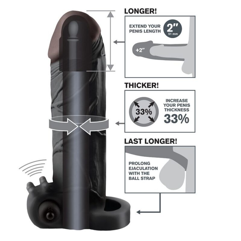 FANTASY X- TENSIONS – VIBRATING REAL FEEL 2 EXTENSION BLACK Penis Extenders & Sleeves | SEXstore.ie 6