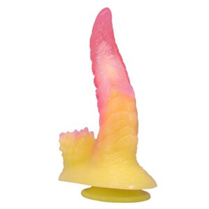 POWER MONSTERS – RIPPLIED MONSTER FANTASY DILDO WITH SUCTION CUP 22.5 CM Ø 5.5 CM PINK & YELLOW Dildos | SEXstore.ie