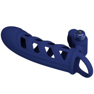 PRETTY LOVE – ALTAF VIBRATOR RING WITH SILICONE SHEATH BLUE Cock Rings | SEXstore.ie