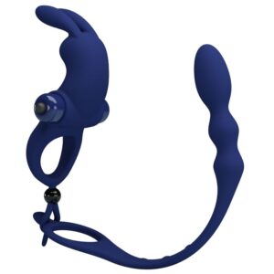 PRETTY LOVE – AYAD RABBIT VIBRATOR RING WITH PLUG BLUE Cock Rings | SEXstore.ie