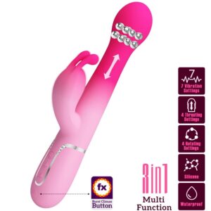 PRETTY LOVE – DEJON 3 IN 1 MULTIFUNCTION RABBIT VIBRATOR PINK Rabbit Vibrators | SEXstore.ie