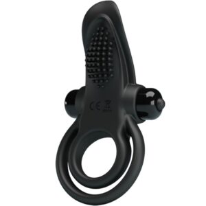 PRETTY LOVE – DOUBLE VIBRATING RING + CLITORIS STIMULATOR 10 VIBRATIONS BLACK Cock Rings | SEXstore.ie