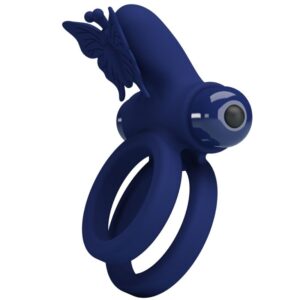 PRETTY LOVE – JAMELE DOUBLE RING WITH VIBRATION & BUTTERFLY STIMULATOR BLUE Cock Rings | SEXstore.ie 3