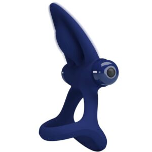 PRETTY LOVE – MAT DOUBLE RING WITH VIBRATION & STIMULATOR BLUE Cock Rings | SEXstore.ie 3