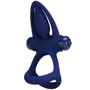 PRETTY LOVE – MAT DOUBLE RING WITH VIBRATION & STIMULATOR BLUE Cock Rings | SEXstore.ie
