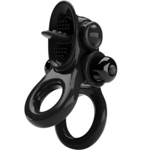 PRETTY LOVE – PASSIONATE RING DOUBLE VIBRATING RING + CLITORIS STIMULATOR BLACK Cock Rings | SEXstore.ie