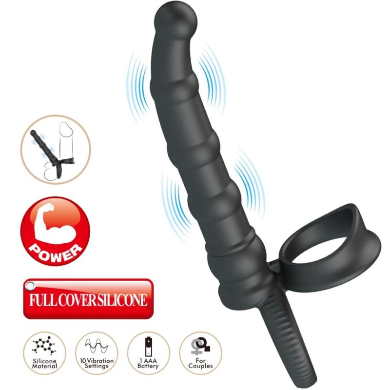 PRETTY LOVE – TATUM VIBRATING PENIS RING WITH PLUG 10 VIBRATIONS BLACK Cock Rings | SEXstore.ie 7