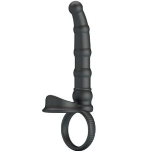 PRETTY LOVE – TATUM VIBRATING PENIS RING WITH PLUG 10 VIBRATIONS BLACK Cock Rings | SEXstore.ie