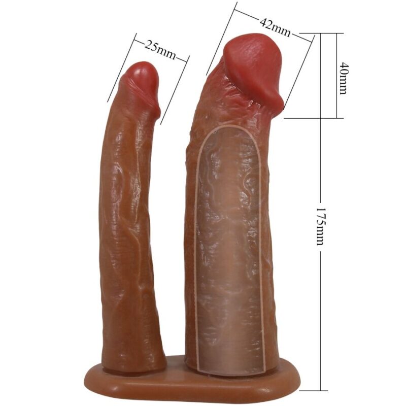PRETTY LOVE – YAIRON DOUBLE PENIS SLEEVE WITH 4 CM EXTENSION MULATTO Dildos | SEXstore.ie 8