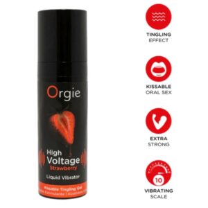 ORGIE – HIGH VOLTAGE STRAWBERRY EXTRA STRONG KISSABLE LIQUID VIBRATOR 15 ML Aphrodisiac Products | SEXstore.ie